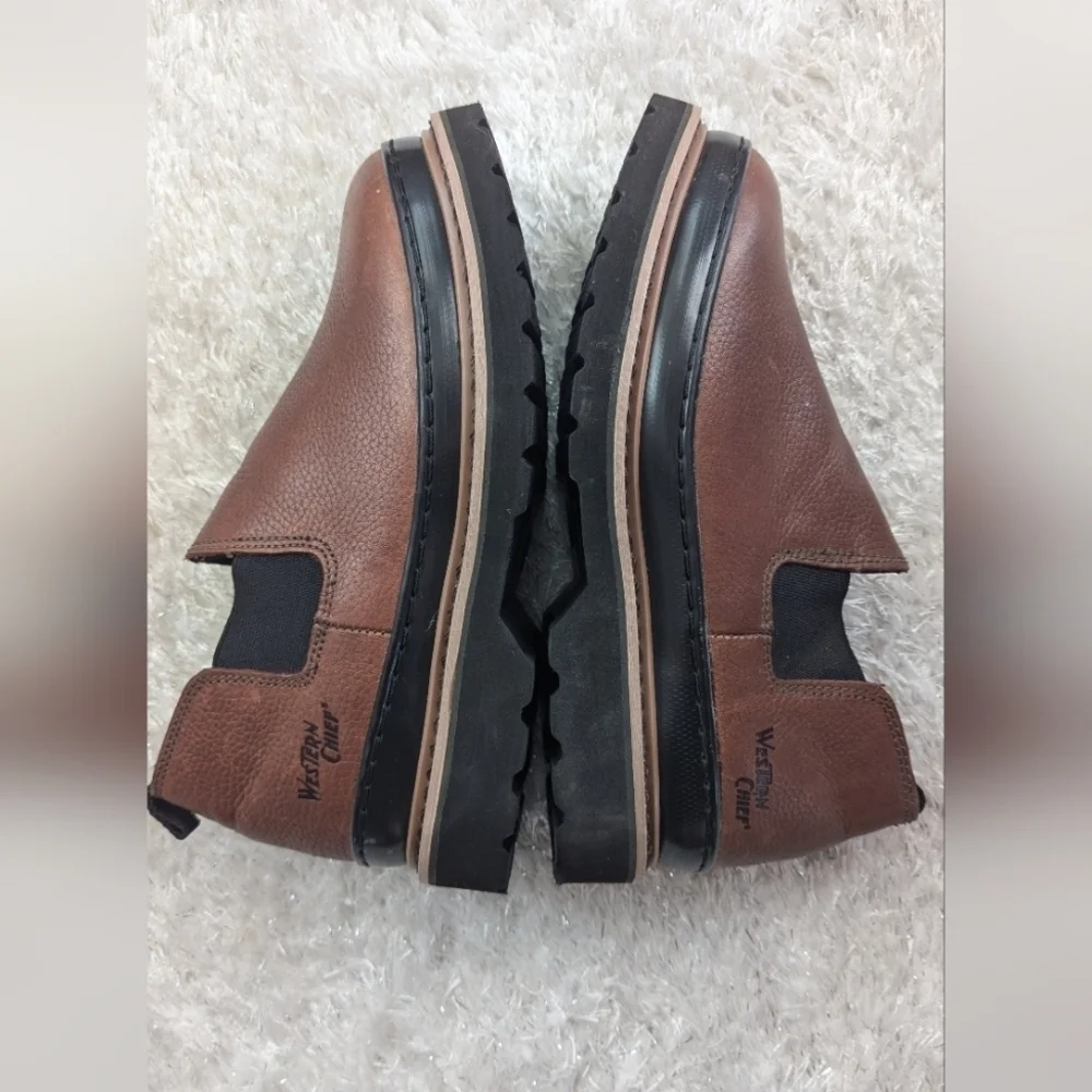 Western Chief Mans Work Shoes Boots Leather Comfort Slip-On Casual Size 9